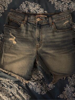 Signature by Levi Strauss Faded Blue Distressed Denim Shorts